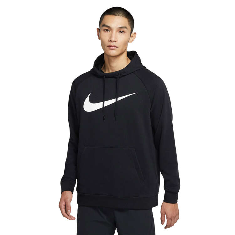 Nike Mens Dry Graphic Pullover Fitness Hoodie - Black/White