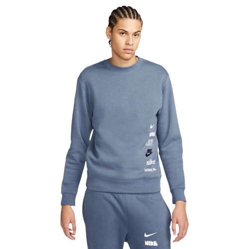 Nike Mens Club Fleece+ Brushed Back Sweatshirt - Blue