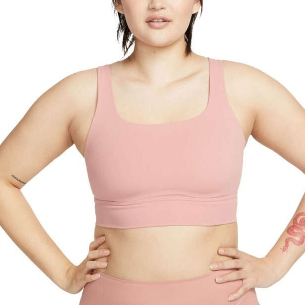 Nike Womens Alate Ellipse Dir-FIT Medium-Support Padded Longline Sports Bra - Pink