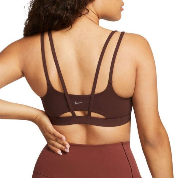 Nike Womens Alate Trace Light-Support Dri-FIT Padded Strappy Sports Bra - Brown