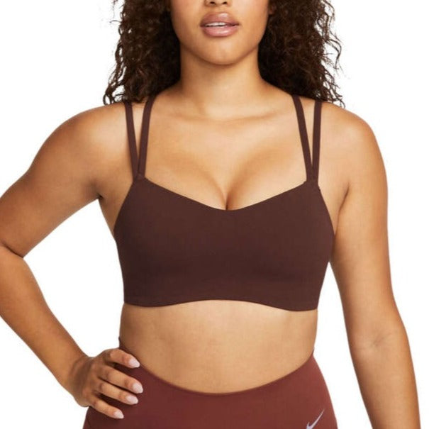 Nike Womens Alate Trace Light-Support Dri-FIT Padded Strappy Sports Bra - Brown