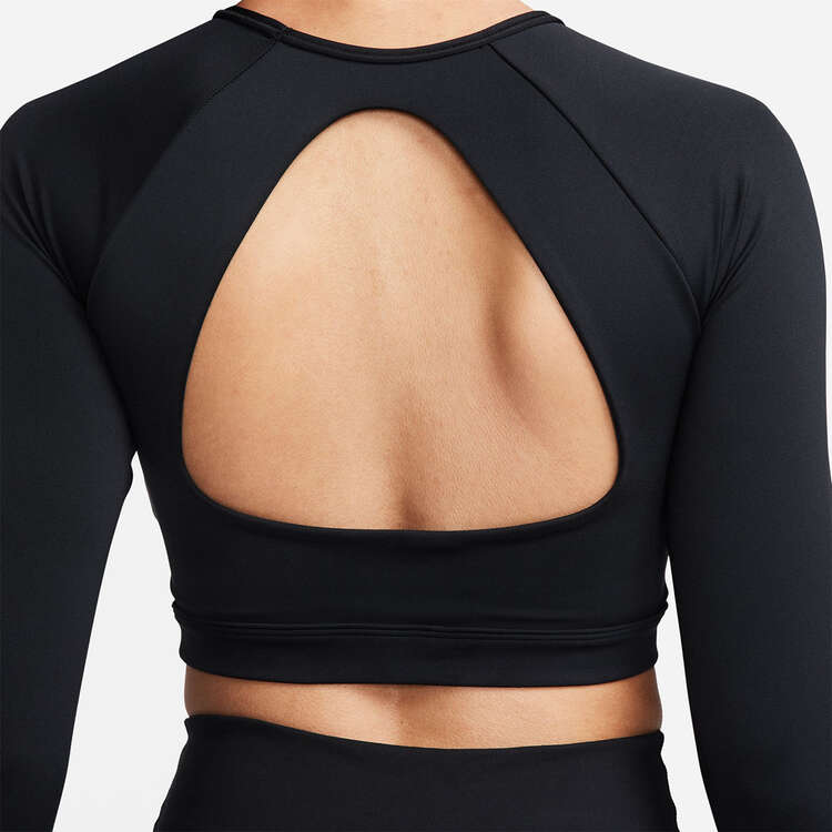 Nike Womens Dri-FIT Long Sleeve Cropped Sports Bra - Black