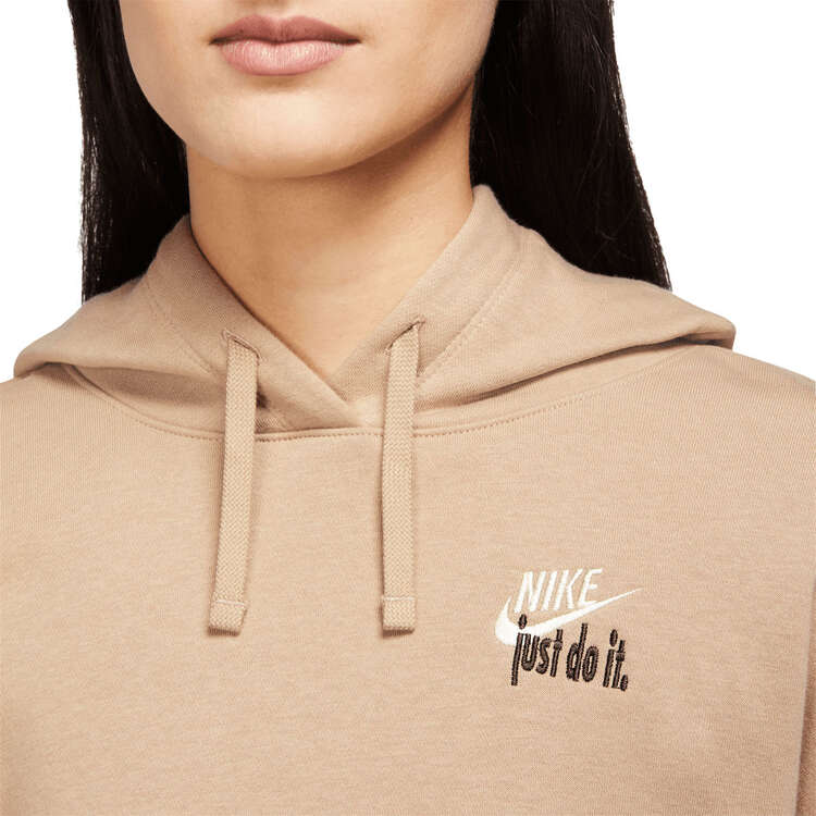 Nike Womens Sportswear Premium Essentials Mod-Crop Club Fleece Hoodie - Beige