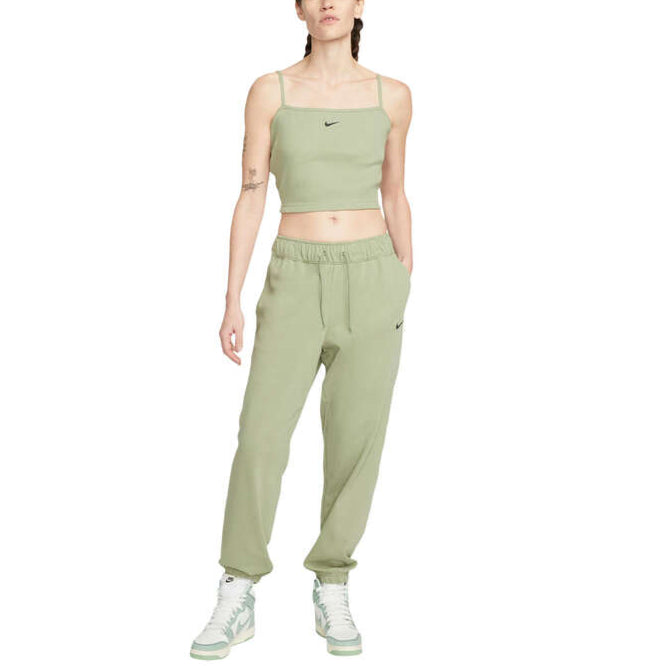 Nike Womens Sportswear Essential Ribbed Crop Cotton Top - Khaki