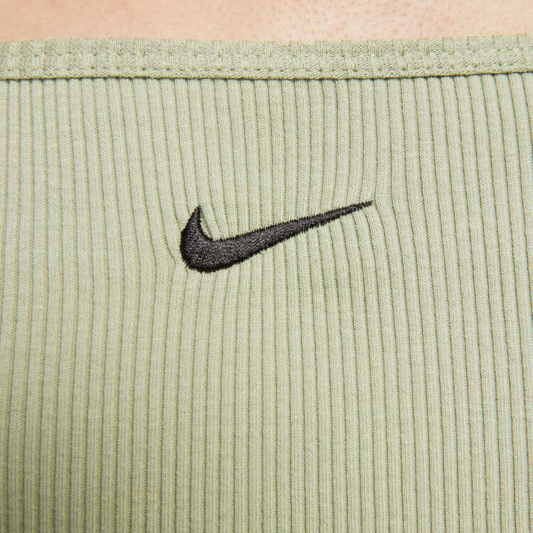 Nike Womens Sportswear Essential Ribbed Crop Cotton Top - Khaki