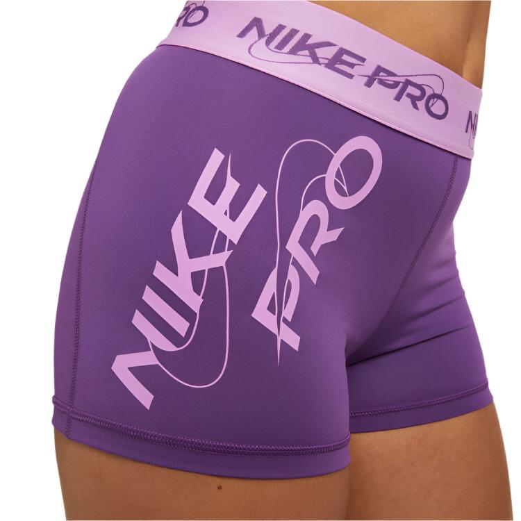 Nike Pro Womens Dri-FIT Mid-Rise 3 Inch Graphic Shorts - Purple