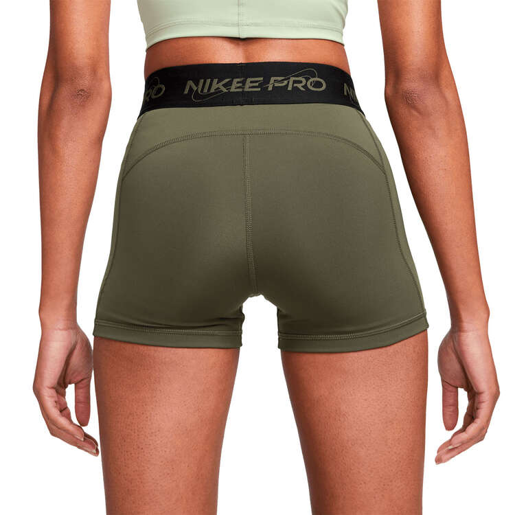 Nike Pro Womens Dri-FIT Mid-Rise 3 Inch Graphic Shorts - Cargo