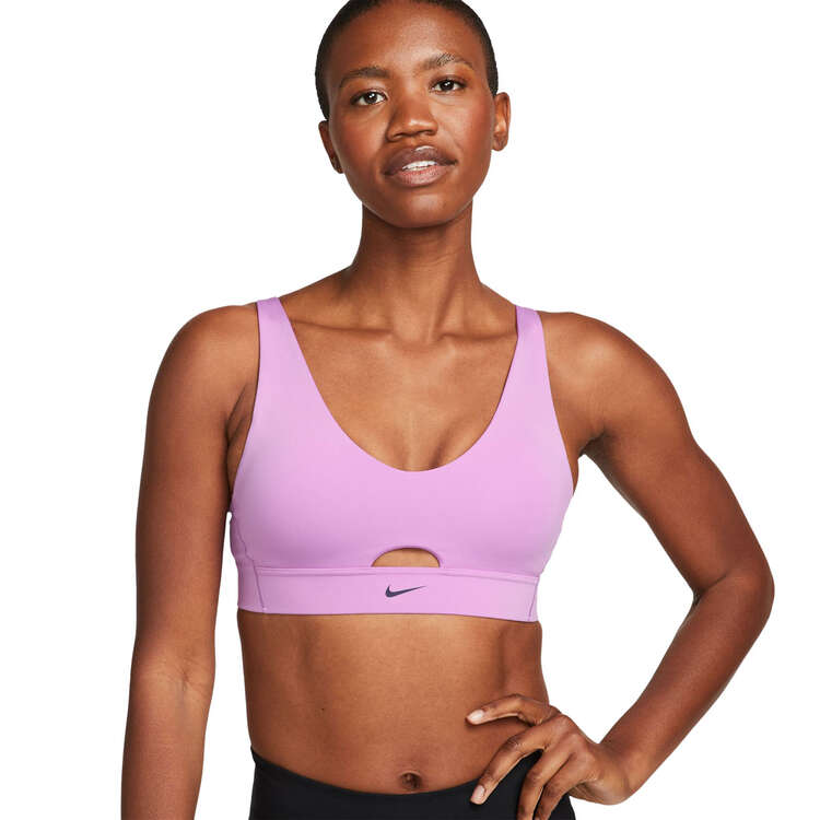 Nike Womens Indy Dri-FIT Medium Support Padded Plunge Cutout Sports Bra - Purple