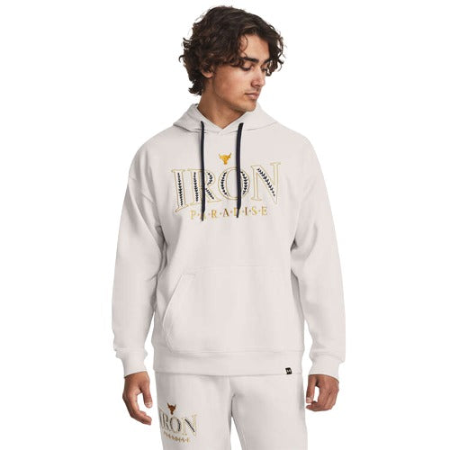 Under Armour Project Rock Mens Rival Hoodie - White