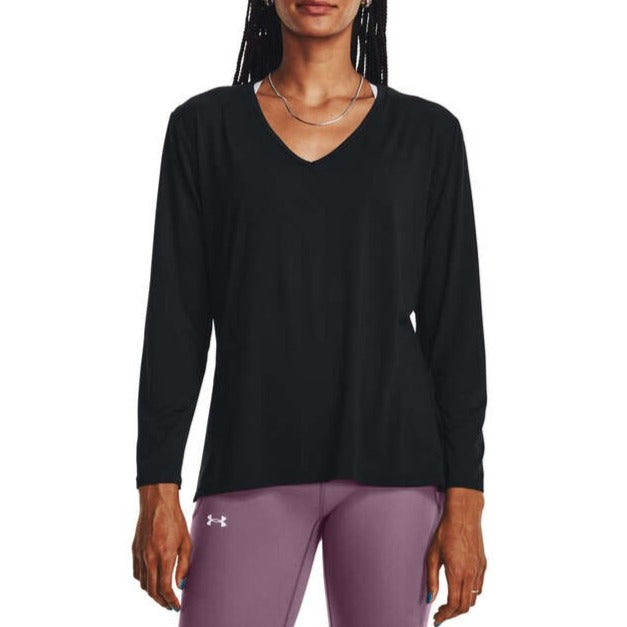 Under Armour Womens V-Neck Meridian Longsleeve Longline Top - Black