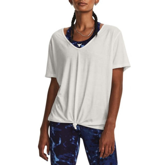 Under Armour Womens Super-Soft Project Rock Completer Deep V Tee - White