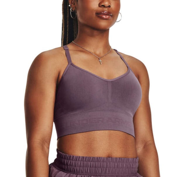 Under Armour Womens Pullover Training Seamless Low Long Sports Bra - Purple