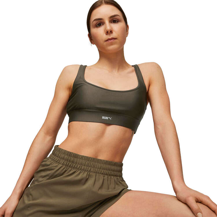 Puma Womens DryCELL Run Mid Impact Sports Bra - Brown