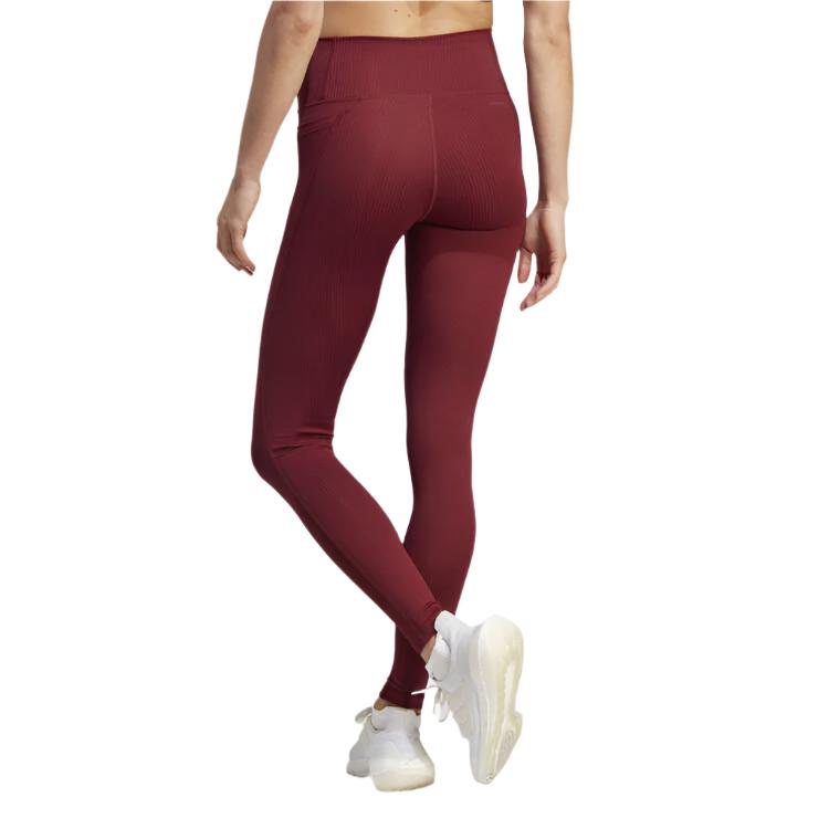 Adidas Womens Optime Ribbed High Rise 7/8 Tights - Red