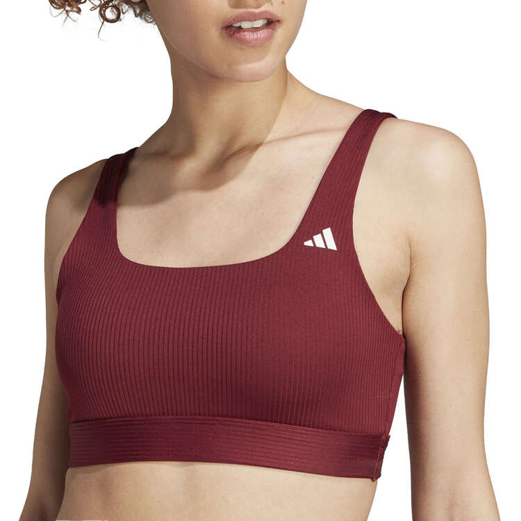 Adidas Womens Training Light Support Ribbed Sports Bra - Red