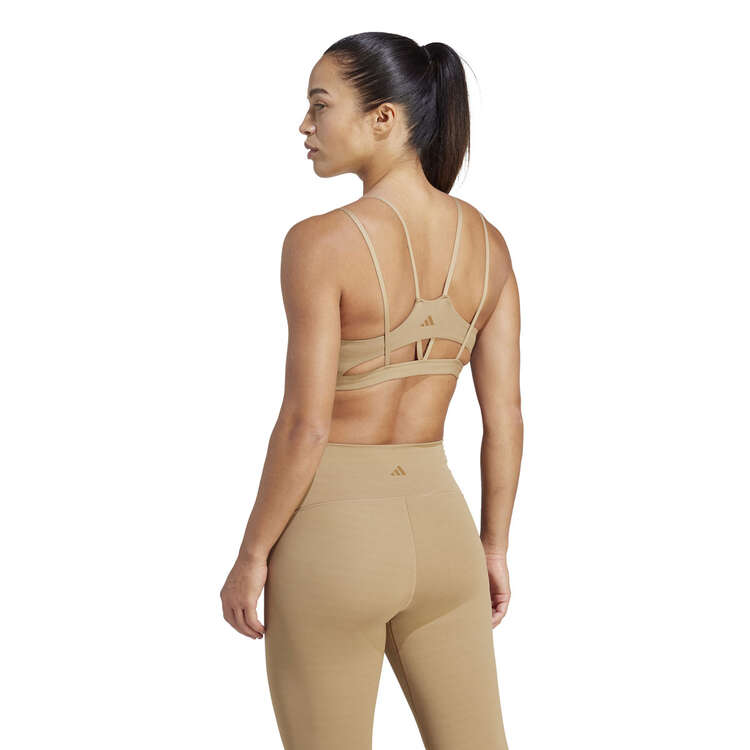 Adidas Womens Yoga Studio Luxe Light Support Sports Bra - Beige