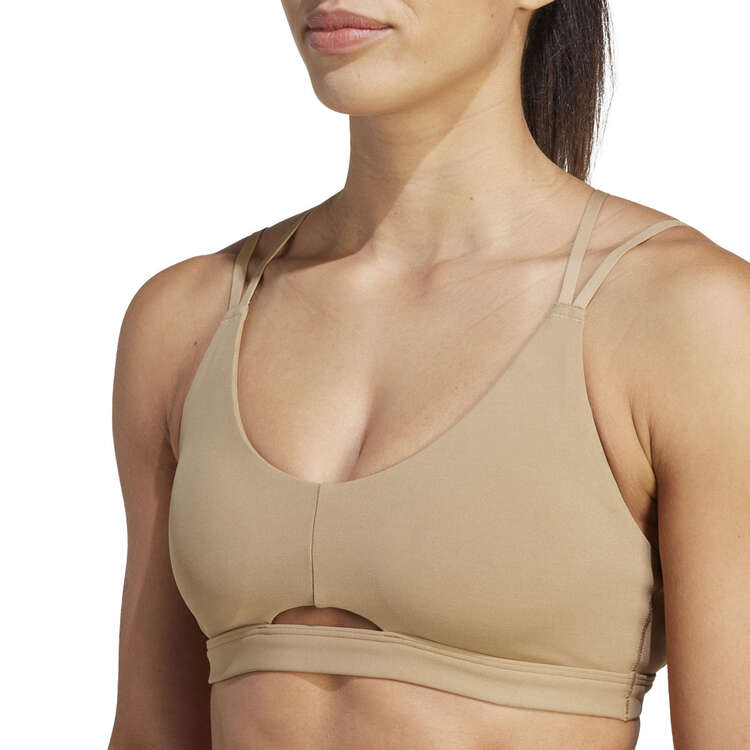 Adidas Womens Yoga Studio Luxe Light Support Sports Bra - Beige