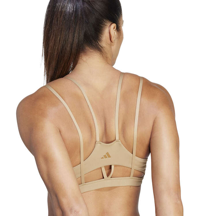 Adidas Womens Yoga Studio Luxe Light Support Sports Bra - Beige