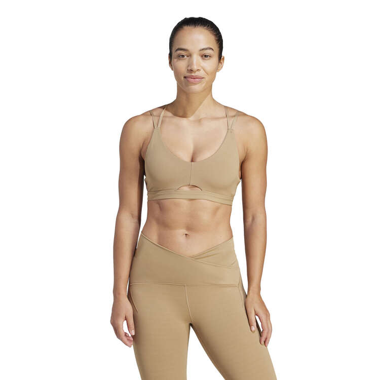 Adidas Womens Yoga Studio Luxe Light Support Sports Bra - Beige