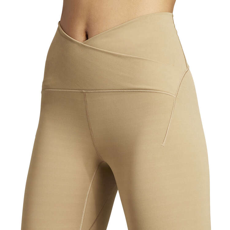 Adidas Womens Yoga Studio Luxe Crossover Waistband High Rise 7/8 Tights - Beige