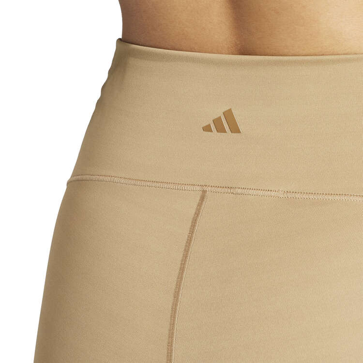 Adidas Womens Yoga Studio Luxe Crossover Waistband High Rise 7/8 Tights - Beige