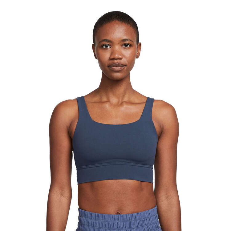 Nike Womens Alate Ellipse Dir-FIT Medium-Support Padded Longline Sports Bra - Blue