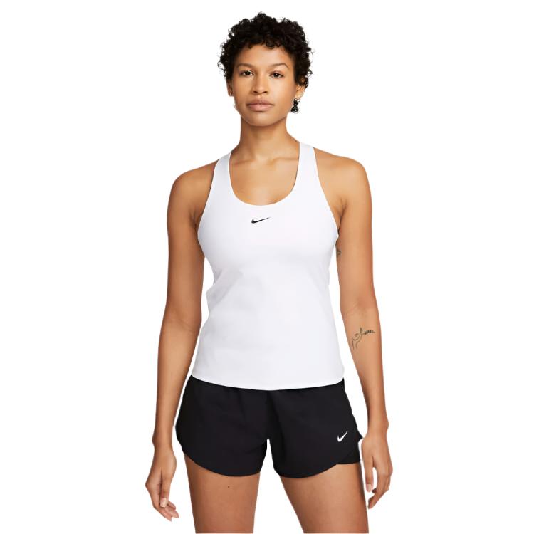 Nike Womens Swoosh Dri-FIT Medium-Support Padded Sports Bra Tank - White