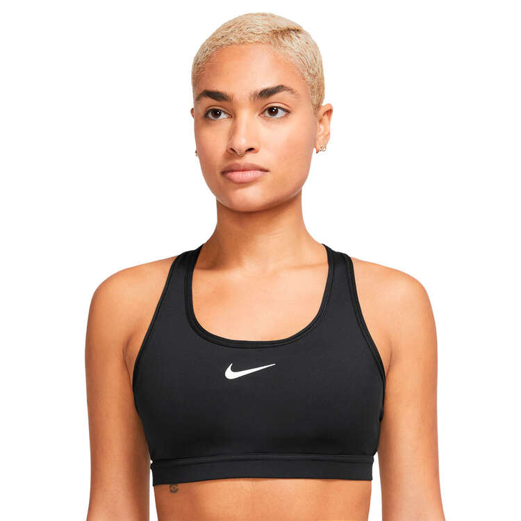 Nike Womens Swoosh Dri-FIT Medium Support Padded Sports Bra - Black/White