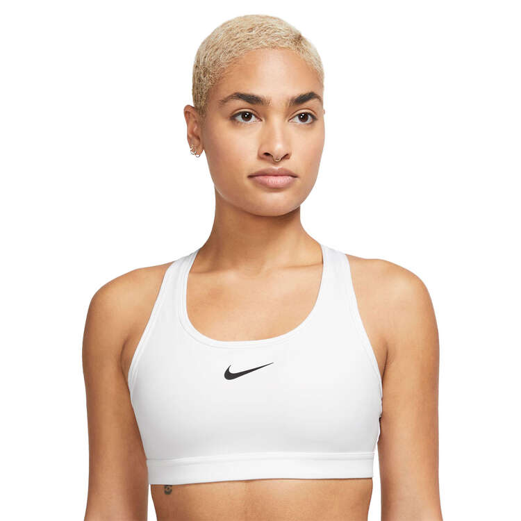 Nike Womens Swoosh Medium-Support Padded Racerback Sports Bra - White