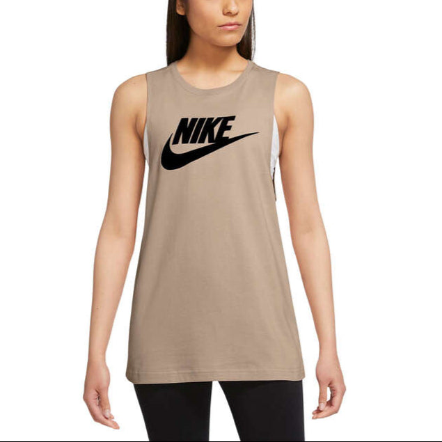 Nike Womens Cotton Sportswear Futura Muscle Tank - Stone