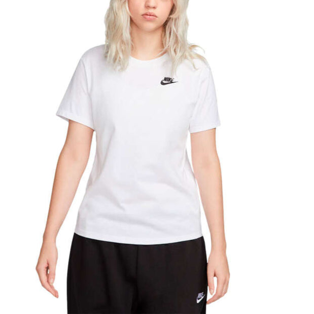 Nike Womens Sportswear Club Essentials Embroidered Logo Tee - White