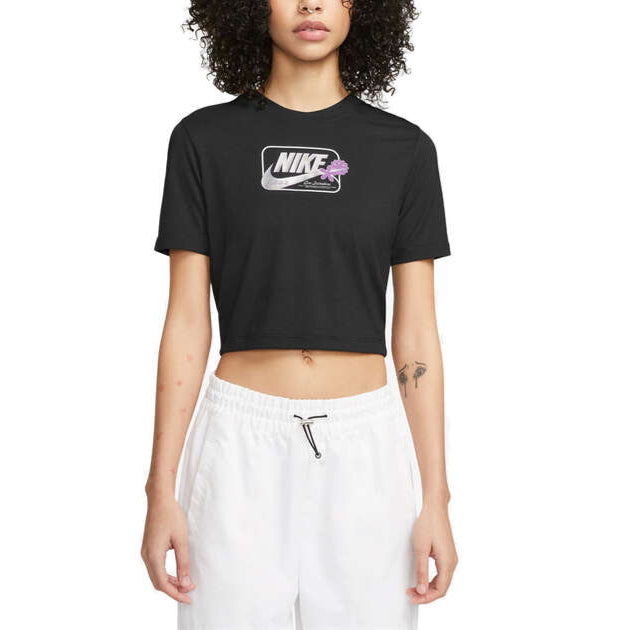 Nike Womens Sportswear Cropped Stretchy Tee - Black