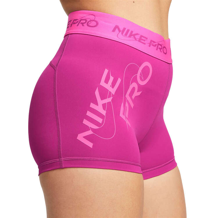 Nike Pro Womens Dri-FIT Mid-Rise 3 Inch Graphic Shorts - Pink