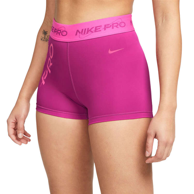 Nike Pro Womens Dri-FIT Mid-Rise 3 Inch Graphic Shorts - Pink