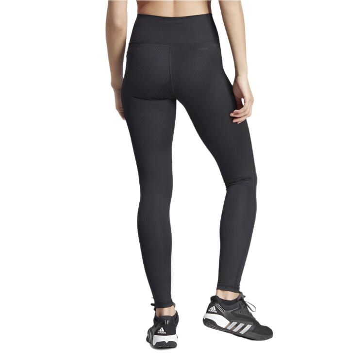 Adidas Womens Optime Ribbed High Rise 7/8 Tights - Black