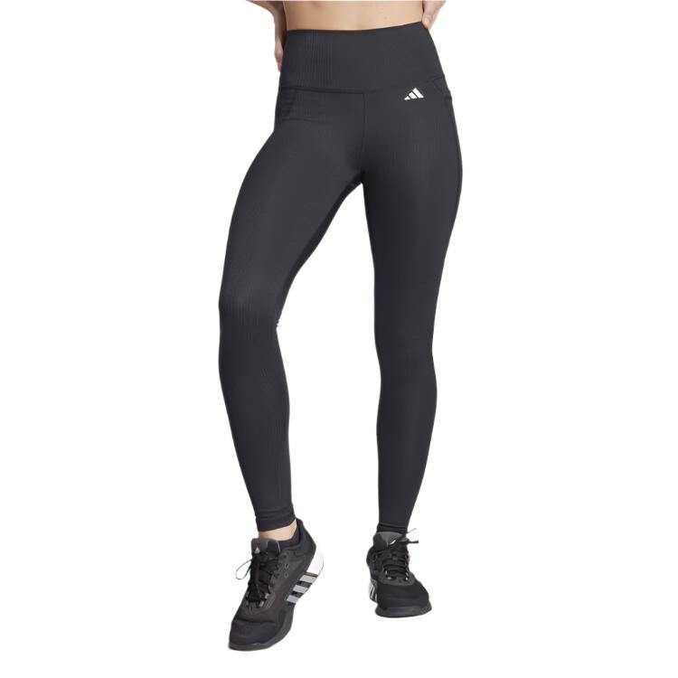 Adidas Womens Optime Ribbed High Rise 7/8 Tights - Black