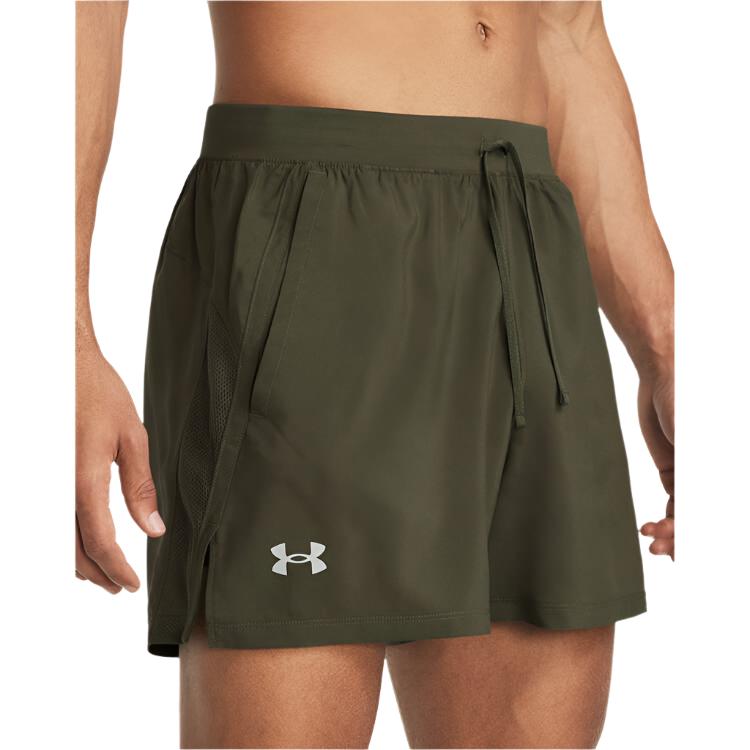 Under Mens UA Launch 5 inch Unlined Running Shorts - Green