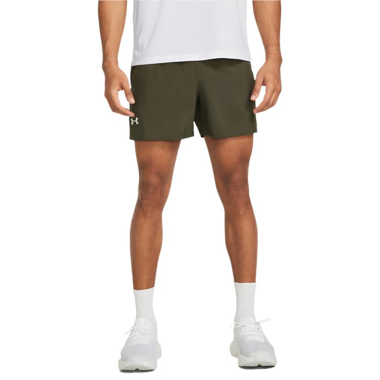 Under Mens UA Launch 5 inch Unlined Running Shorts - Green