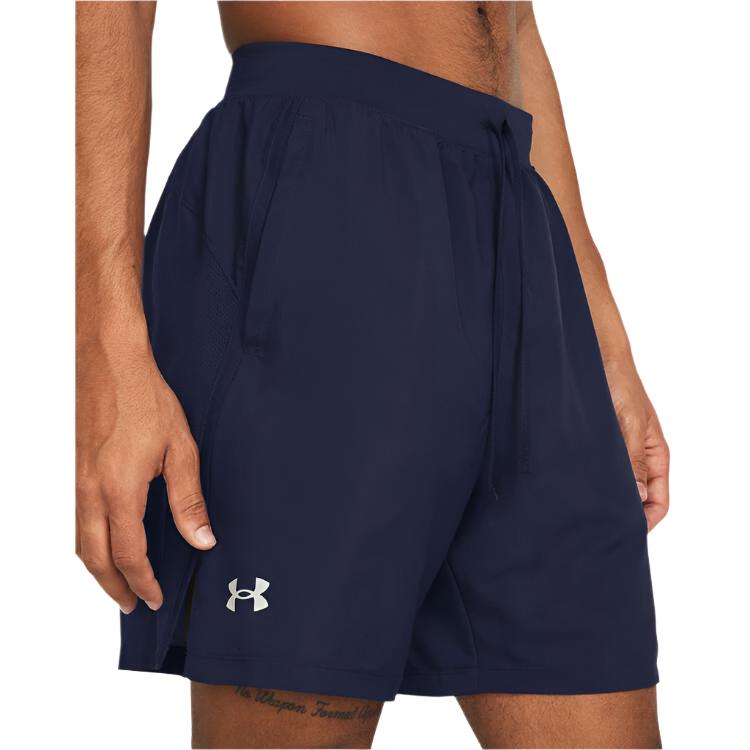 Under Mens UA Launch 7 inch Unlined Running Shorts - Navy