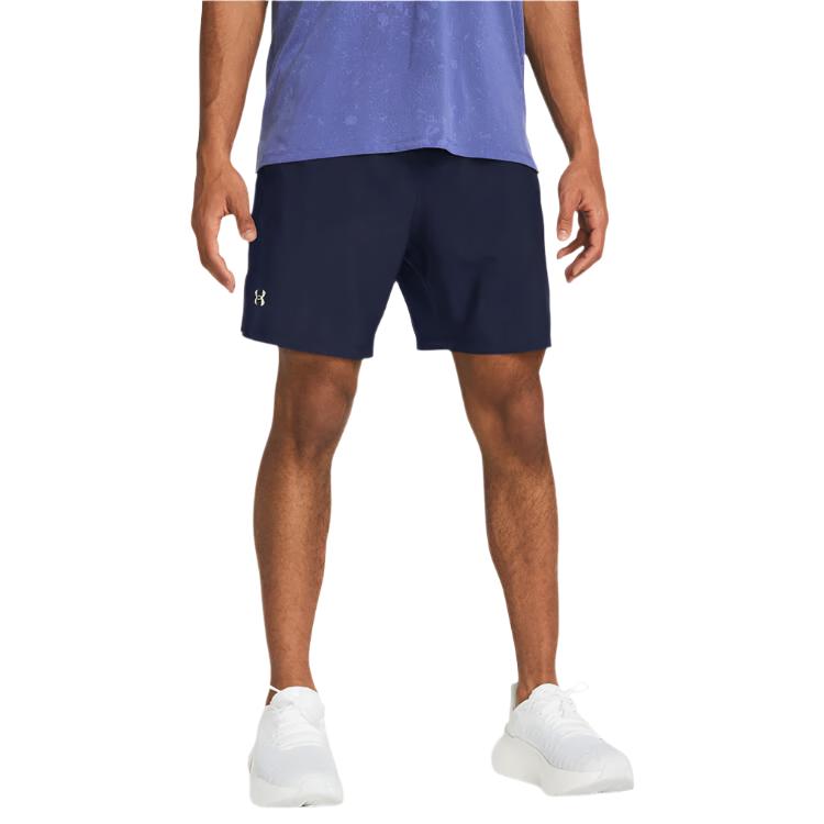 Under Mens UA Launch 7 inch Unlined Running Shorts - Navy