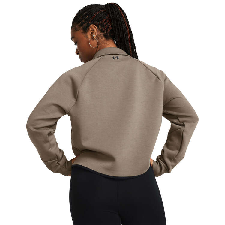 Under Armour Womens Unstoppable Fleece Rugby Crop Sweatshirt - Taupe