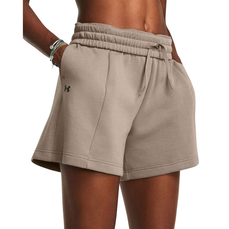 Under Armour Womens Unstoppable Fleece Pleated Shorts - Taupe