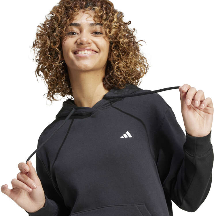 adidas Womens Essentials Small Logo Feel Cozy Hoodie - Black