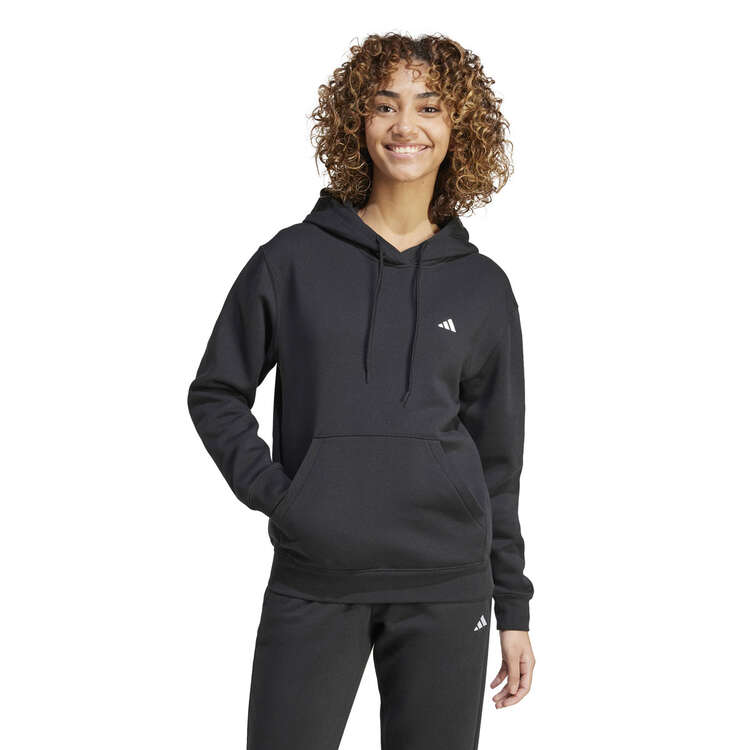 adidas Womens Essentials Small Logo Feel Cozy Hoodie - Black