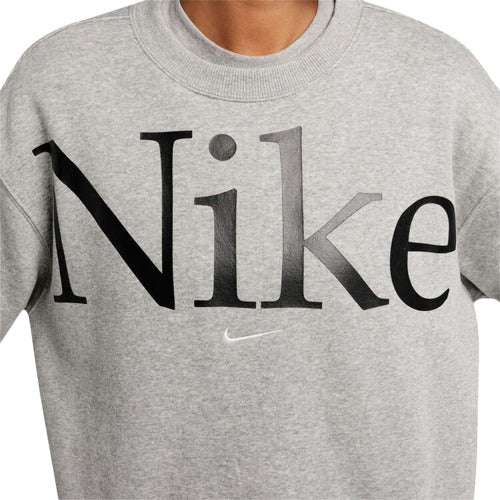 Nike Womens Phoenix Fleece Oversized Logo Hoodie - Grey