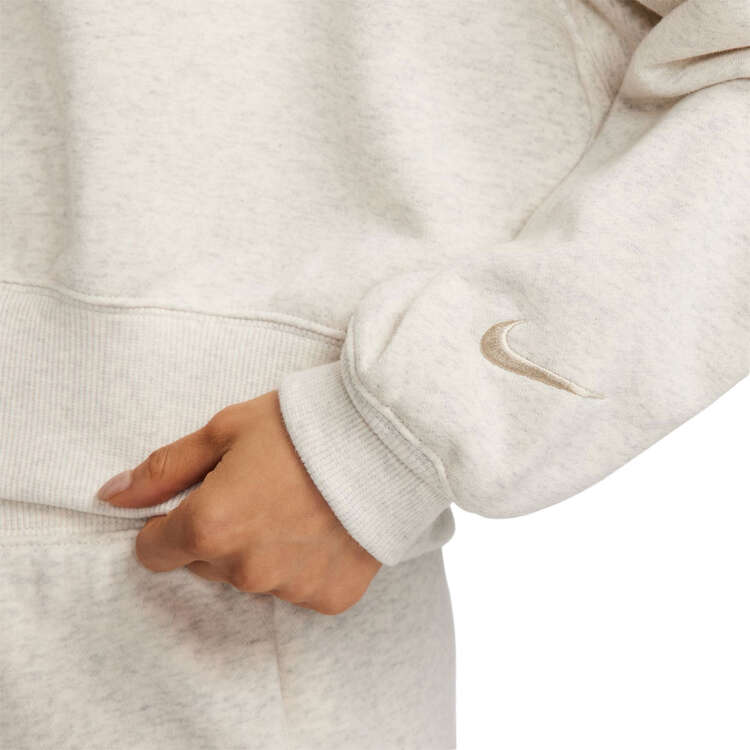 Nike Womens Sportswear Oversized 1/2 Zip Crop Fleece Sweatshirt - Beige