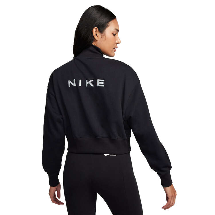 Nike Womens Sportswear Oversized 1/2 Zip Crop Fleece Sweatshirt - Black