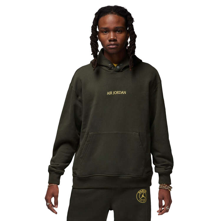 Nike PSG X Jordan Mens Wordmark Fleece Pullover Hoodie - Green