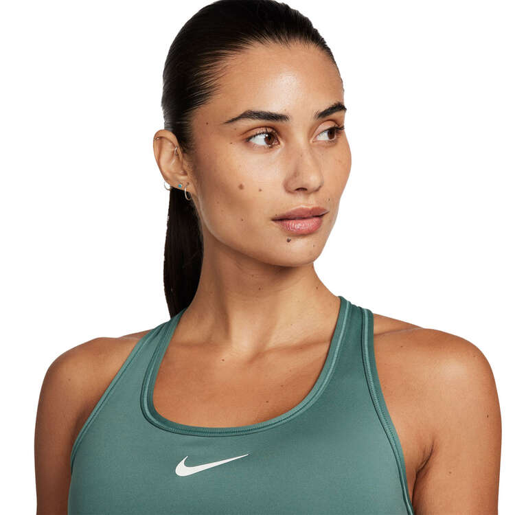 Nike Womens Dri-FIT Swoosh Medium Support Padded Sports Bra - Green/White