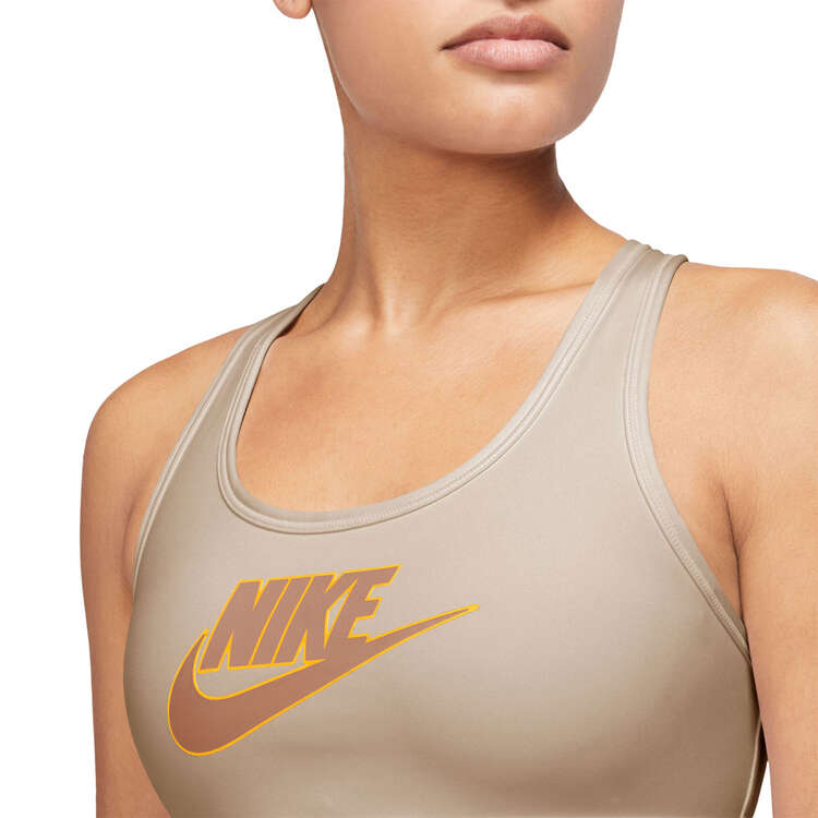 Nike Womens Dri-FIT Swoosh Futura Medium Support Sports Bra - Tan